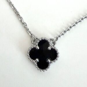 Black Clover Pendant Necklace Stainless steel Four Leaf Flower Jewelry